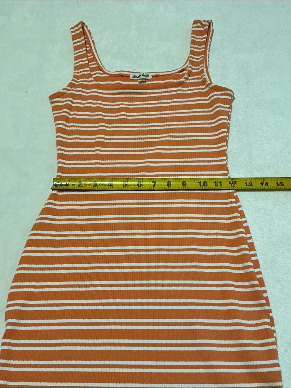 Derek Heart Striped Ribbed Bodycon Tank Dress Orange White Casual Mini Size S